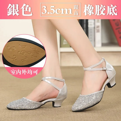 New Sequin Red Black Gold Silver Women Ballroom Tango Salsa Latin Dance Shoes / Cheap Closed Toe Salsa Shoes Soft Sole