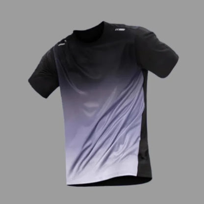 Men's sportswear, ice silk short sleeves and shorts running clothes, men's table tennis and badminton wear gradient T-shirt