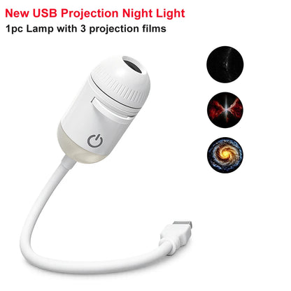 Romantic LED Starry Sky Night Light USB Powered Saturn Galaxy Projector Lamp for Car Roof Party Room Ceiling Decor Plug and Play