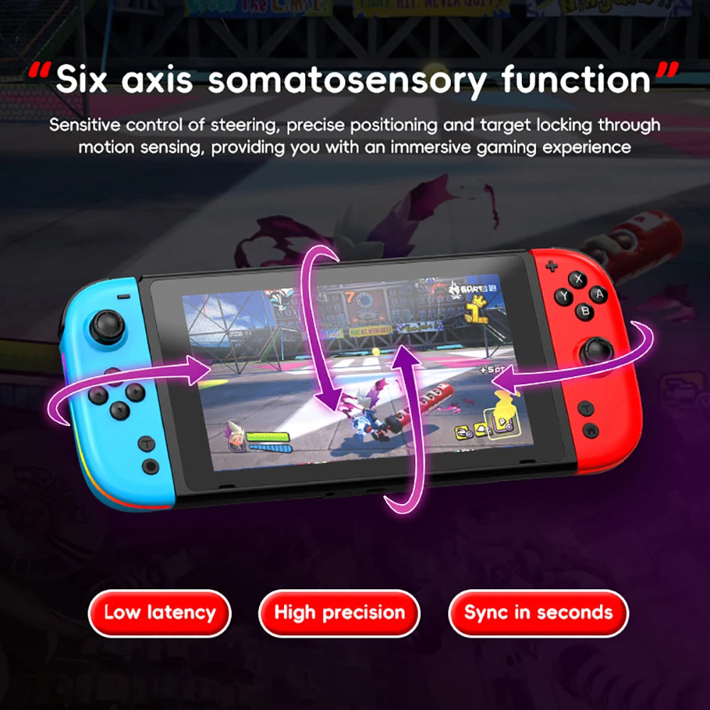 Bluetooth 5.3 Gamepad Controller For Nintendo Switch/OLED/Lite Joycon RGB Colorful Light L/R Wireless Game Console Joystick