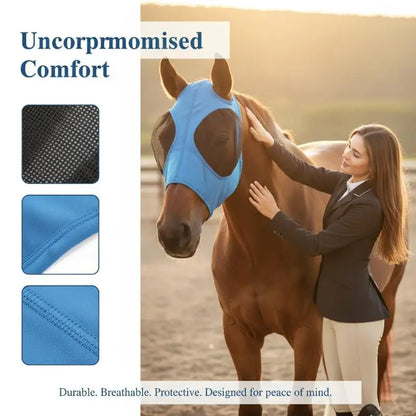 1pc Stretch Horse Fly Mask Mesh Bug Eye Cover Anti Insect Equine Face Shield for Summer Pasture Use
