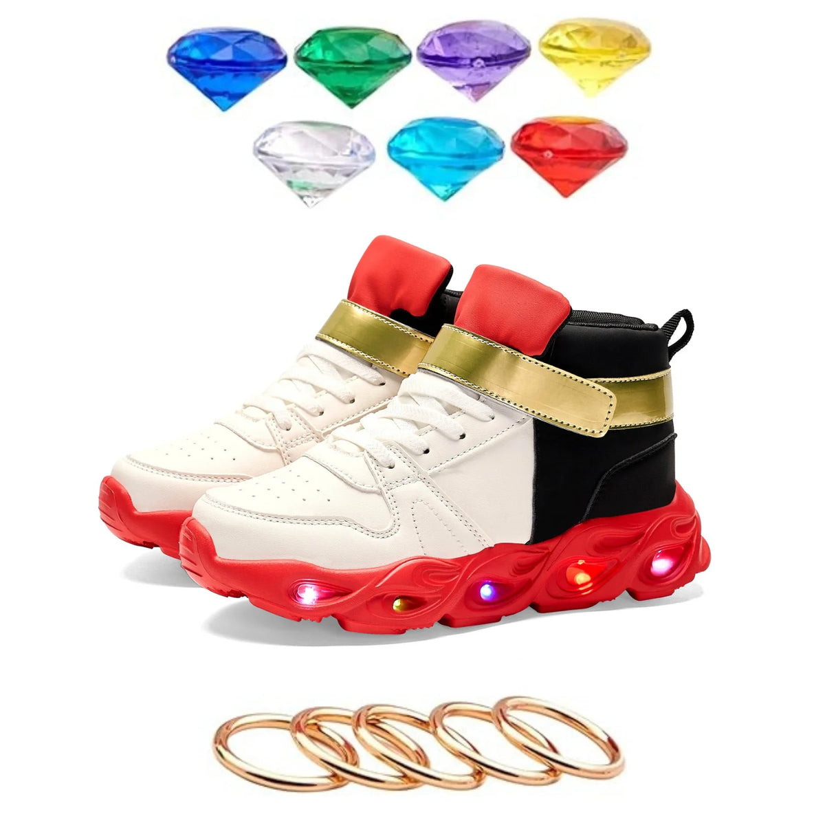 Shadow Shoes Sonic Shadow Shoes for Boys LED Light Up Sneakers Kids High Top Sport Shoes Red Black Casual Running Shoes