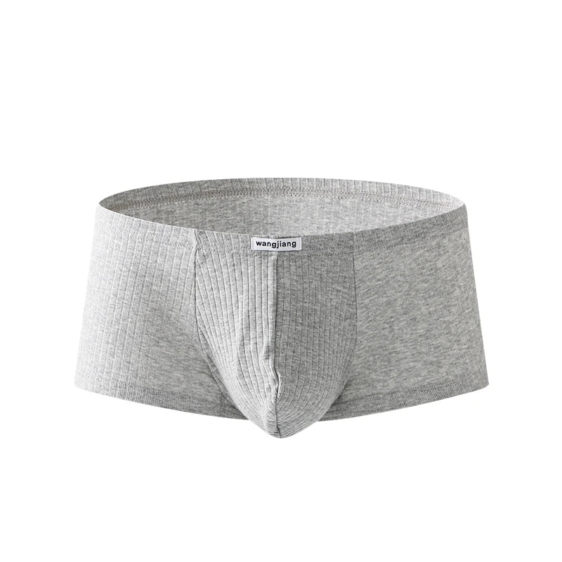 1PCS/3PCS/9PCS Men Boxer Shorts Low-rise Solid Color Ribbed Panties Underpants
