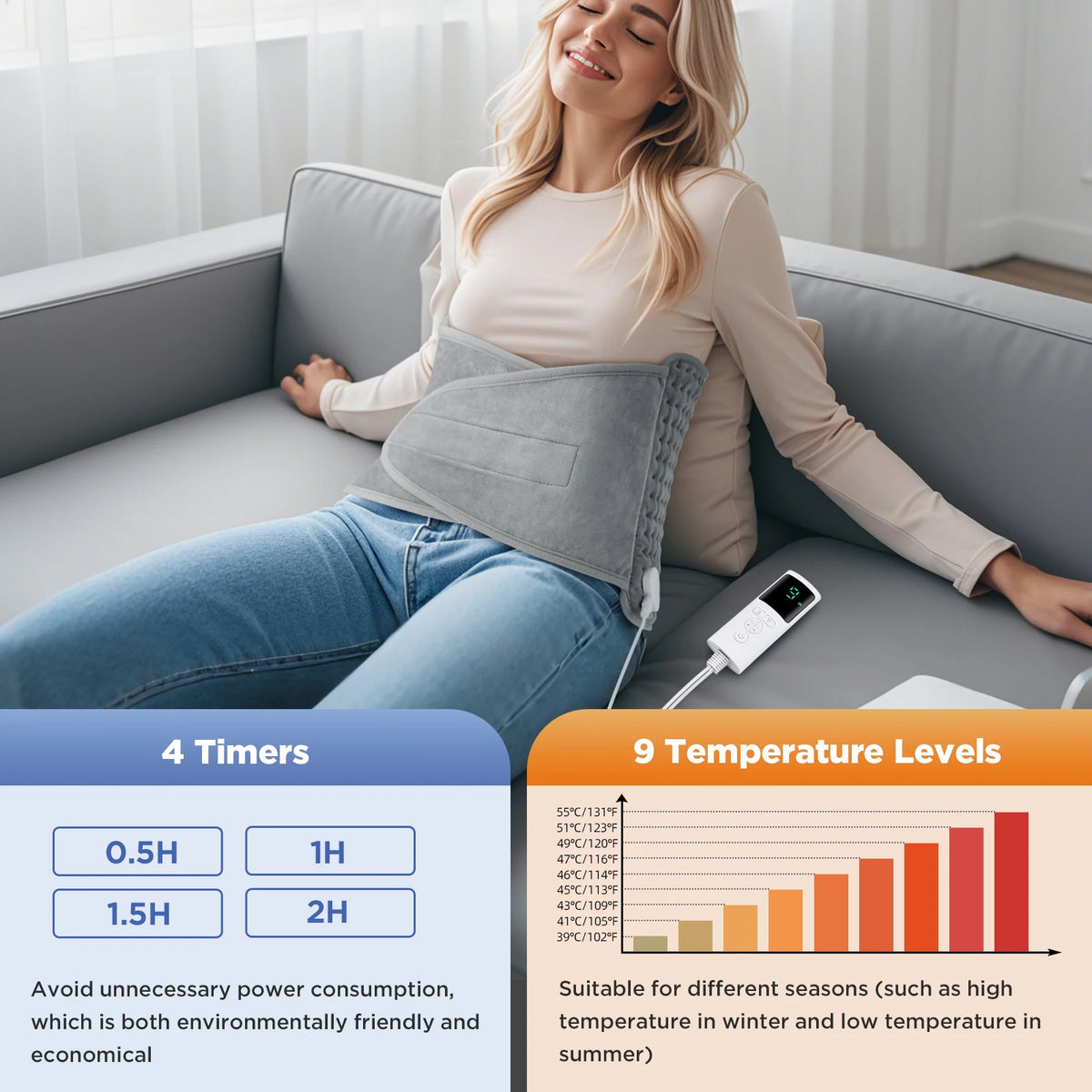 Electric Heating Pad Waist Heated Belt Multifunctional Thermal Blanket for Household Waist Lumbar Back Pad Belt Warmth Tool