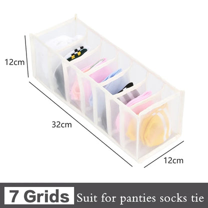 6-Grid Foldable Drawer Divider Underwear Storage Box, Wardrobe Organizer for Bras, Socks & Lingerie, Closet Storage Container