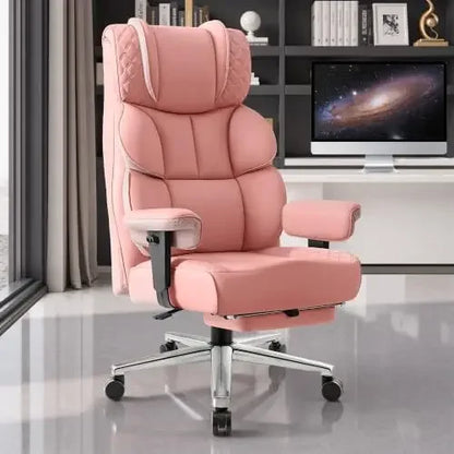 Office Desk Chair, Big and Tall Leather Gaming Chair with Footrest, Ergonomic Comfy Executive High-Back Reclining Computer