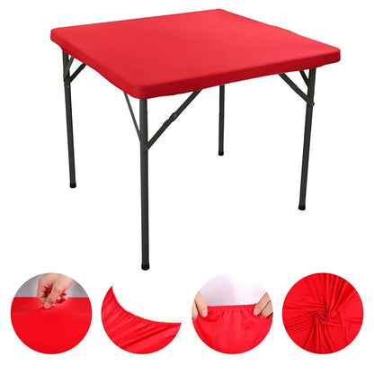 Square Elastic Edge Fitted Table Cover Stretch Cocktail Tablecloth For Wedding Picnic Banquet Party Decor Table Cloth