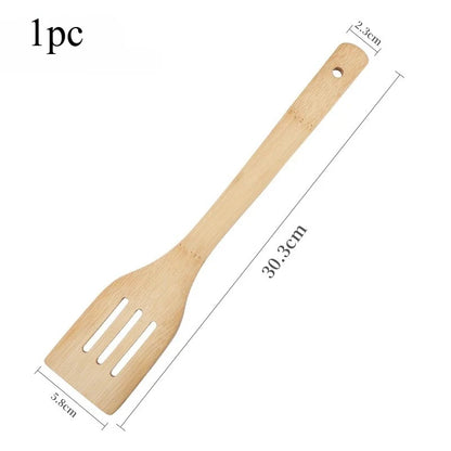 3pcs/set Bamboo Non Stick Frying Pan Spatula Rice Spoon Spatula High Temperature Resistant Cooking Tool Home Supplies