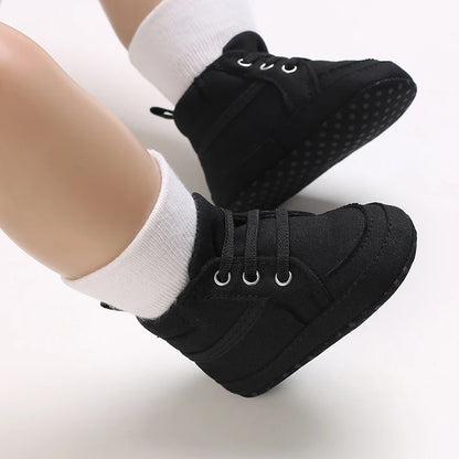 Baby Boys Girls High Top Canvas Sneakers 0-1 Year First Walker Soft Bottom Comfortable Casual Sports Newborn