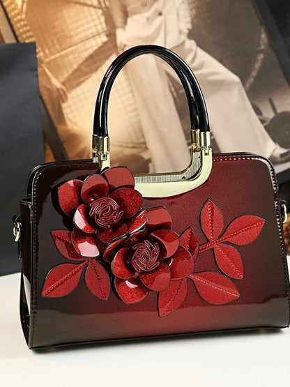 Unique Personality Floral Handbag Women's Crossbody Tote Bag Business Commuting Medium Hardness Polyester  Zipper Closure