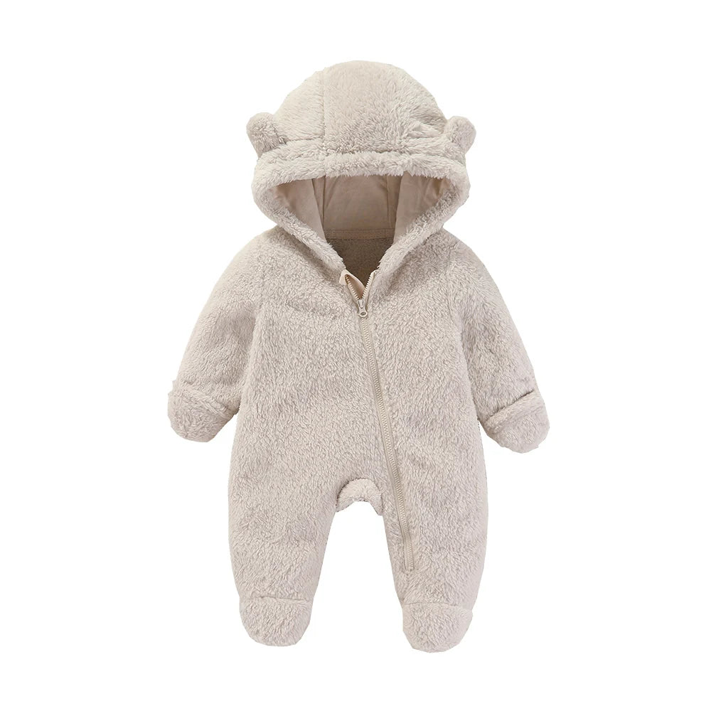 Newborn Baby Flannel Rompers Soft Warm Autumn Winter Bodysuit for Boys & Girls Cartoon Print Jumpsuit 0-19M Newborn Baby Clothes