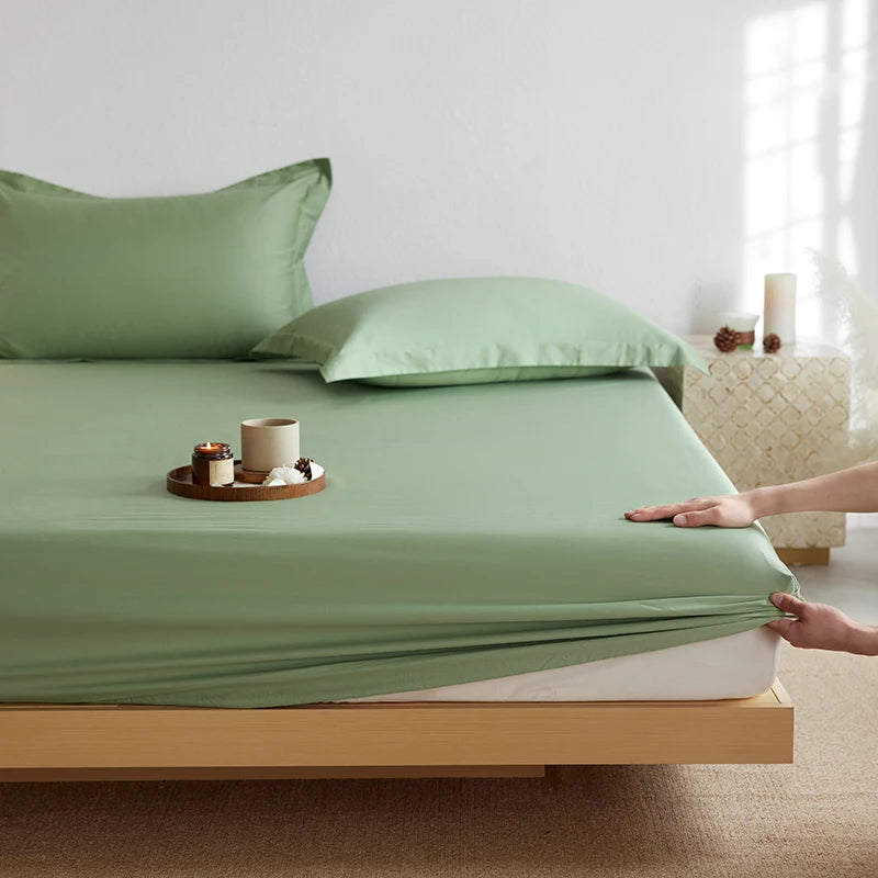 Organic Egyptian Cotton Fitted Sheet with Elastic Bands Luxury 1000TC Mattress Cover Non Slip Machine Washable 140/160/180/200cm
