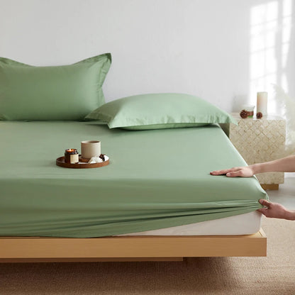 Organic Egyptian Cotton Fitted Sheet with Elastic Bands Luxury 1000TC Mattress Cover Non Slip Machine Washable 140/160/180/200cm