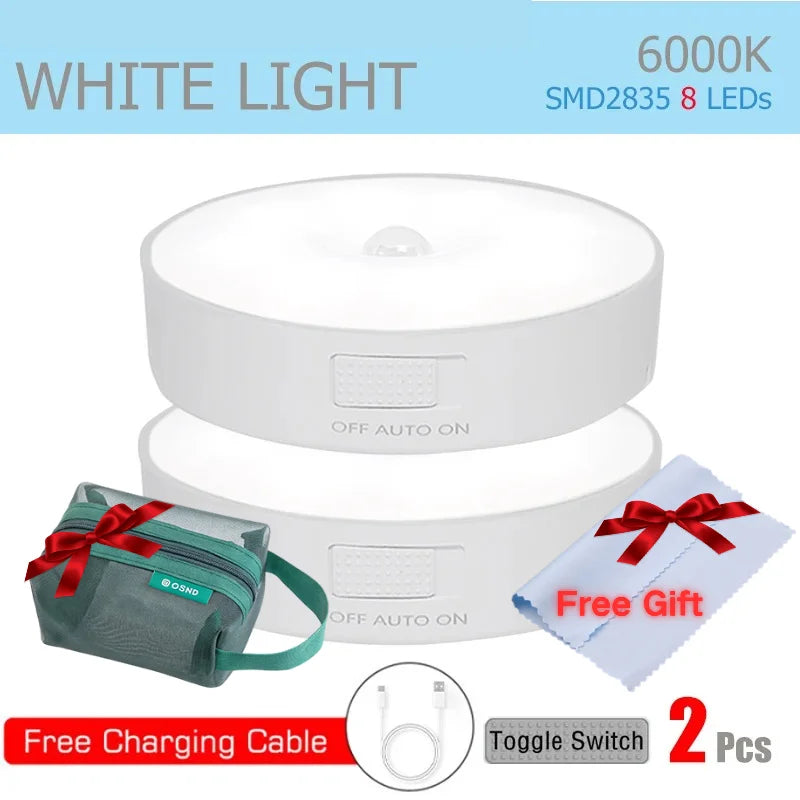 Motion Sensor Light Rechargeable Sensing In Dark Light Sensitivity USB LED Night Light Portable Wireless Magnetic Cabinet Lamp