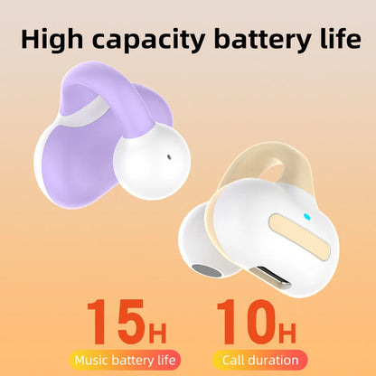 Single Bone Conduction Earphone Bluetooth Compatible V5.3 Ear Clip on Wireless Headphones Sports Headsets Ear Hook Earphones