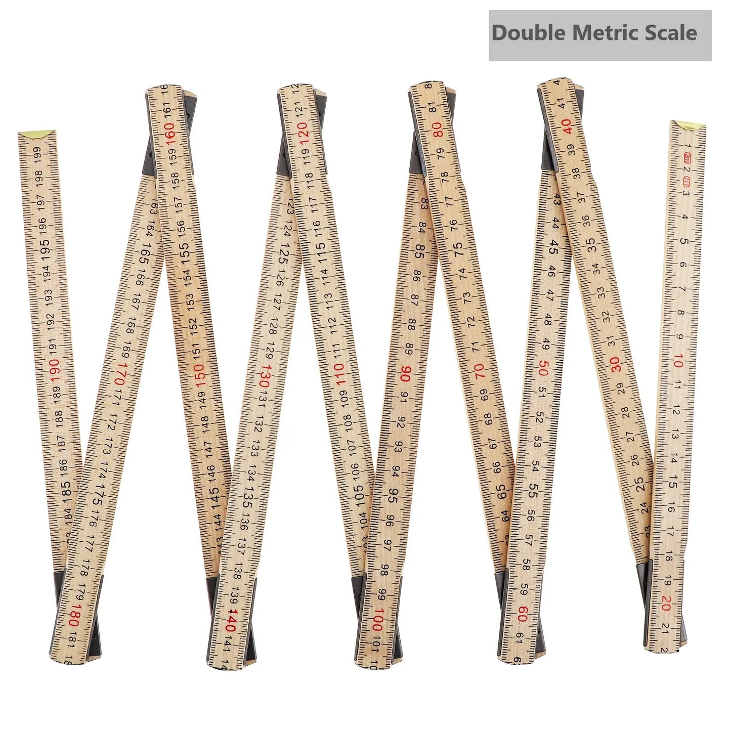 2M Metric & Imperial Scale Folding Wood Ruler Multifunctional Measuring Tools for Teaching / Drawing
