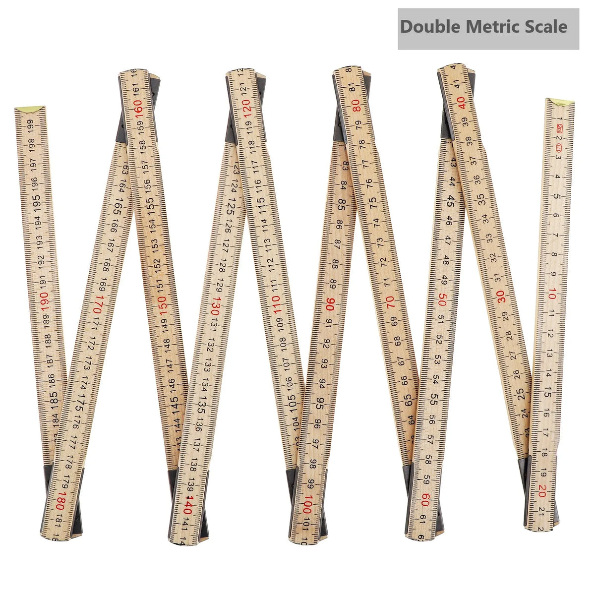 2M Metric & Imperial Scale Folding Wood Ruler Multifunctional Measuring Tools for Teaching / Drawing