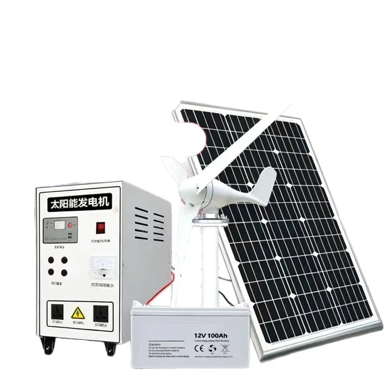 Solar Wind Hybrid Power System Wind Turbine Generator With Solar Panel Battery Bank For Home Farm Off Grid Energy Storage Kit