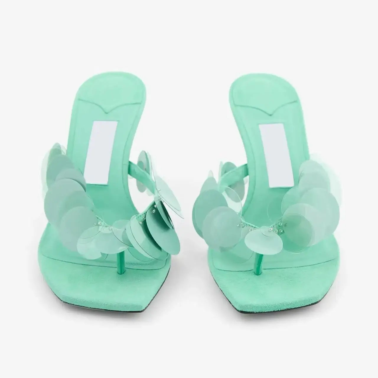 Aqua Green Suede Sandals For Women Shoes High Heels Zapatos Pumps Wedding Party Mules Open Toe Slippers Beach Summer flip flops