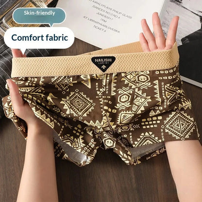 3pcs New Men's Underwear, Comfortable and Breathable Boxer Briefs, Trendy Retro Ethnic Style, Mid-Rise Shorts for Men