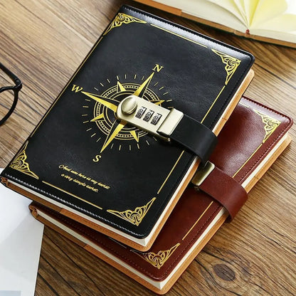 New 200 Sheets A5 Notebook Retro Password Book With Lock Thickened Creative Diary Book Students Notepad Stationery