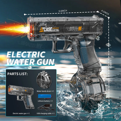 Electric Water Gun Toy Rechargeable Long Range Water Blaster for Beach Pool Backyard Battles Adults Kids Summer Toy Birthday
