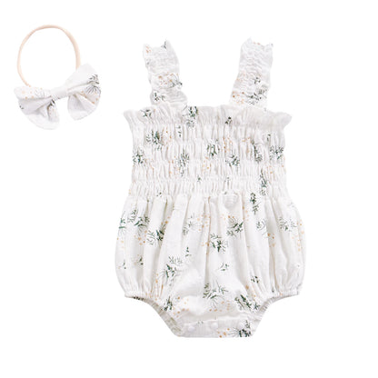 ma&baby 0-24M Baby Girl Romper Newborn Infant Jumpsuit  Floral Print Sleeveless Clothing Headband Summer Outfits