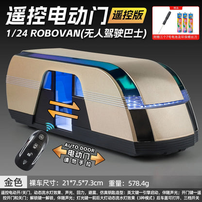 1:24 Remote Control Bus  Electric Door Opening, Pull Back, Light Sound High-Tech Decoration, Toy for Kids Adult Collection