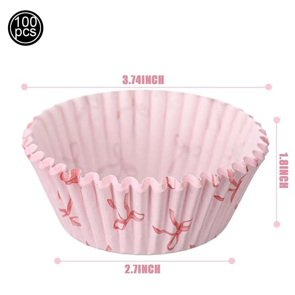 10pcs Bow Cupcake Toppers Birthday Bowknot Ribbons Coquette Pink Bow Cake Decors Bridal Baby Girls Wedding Party Supplies