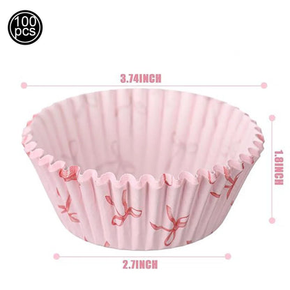 10pcs Bow Cupcake Toppers Birthday Bowknot Ribbons Coquette Pink Bow Cake Decors Bridal Baby Girls Wedding Party Supplies