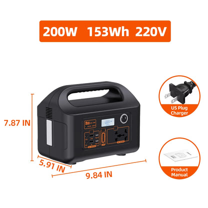 200W Portable Power Station Power Generator 110V 220V LED Light Emergency Solar Power Bank for Outdoor Camping Travel