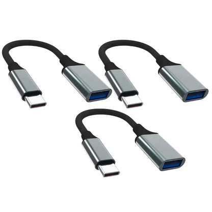 USB to USB-C Adapter with Charging and Data Transfer, Compatible with Apple, Samsung, Chromebook Devices (3 Pack)