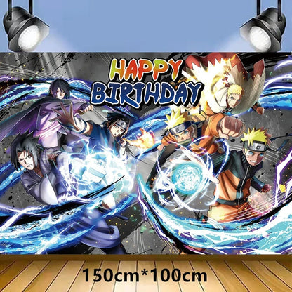 Naruto Kakashi Balloons Uchiha Sasuke Ballons Happy Birthday Banner Party Decoration Kids Toy Cake Topper Disposable Tableware