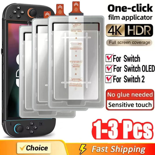 1-3Pcs Easy Installation Screen Protector for Switch 2 Game Console Protect HD Tempered Glass for Switch Oled Films