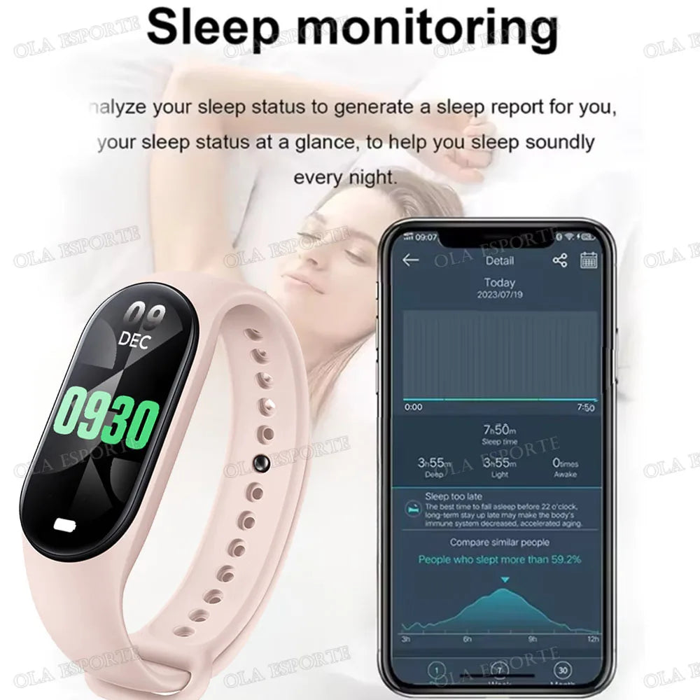 M7 Smartwatch Heart Rate Blood Pressure Monitoring Smart Watch Men Women Fitness Tracker Watch Waterproof Sports Smart Wristband