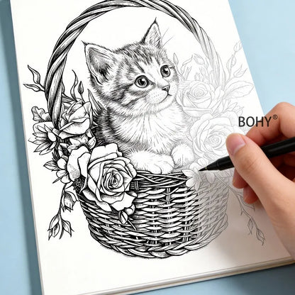 1 Immersive Healing Zen Sketching and Copying Album, 24 Pages, Suitable for Adults To Relieve Stress, Calm Down in Painting