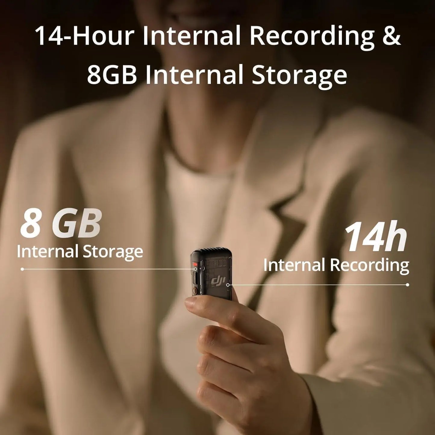 Refurbished Used DJI Mic 2 Transmitter Wireless Bluetooth Microphone with Intelligent Noise Cancelling 14-Hour Internal Recording 6-Hour Battery Magnetic Attachment for Vlogs