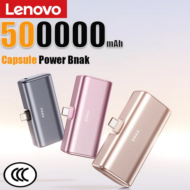 Lenovo 22.5W Fast Charging 500000mAh Mini Portable Charger USB-C Power Bank Suitable For IPhone 16/15 Series And Android Devices