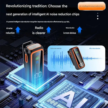 2.4G Wireless Lavalier Microphone Voice Changer AI Noise Cancelling Dual LED Display Charging Case Deep Voice Female Voice Black