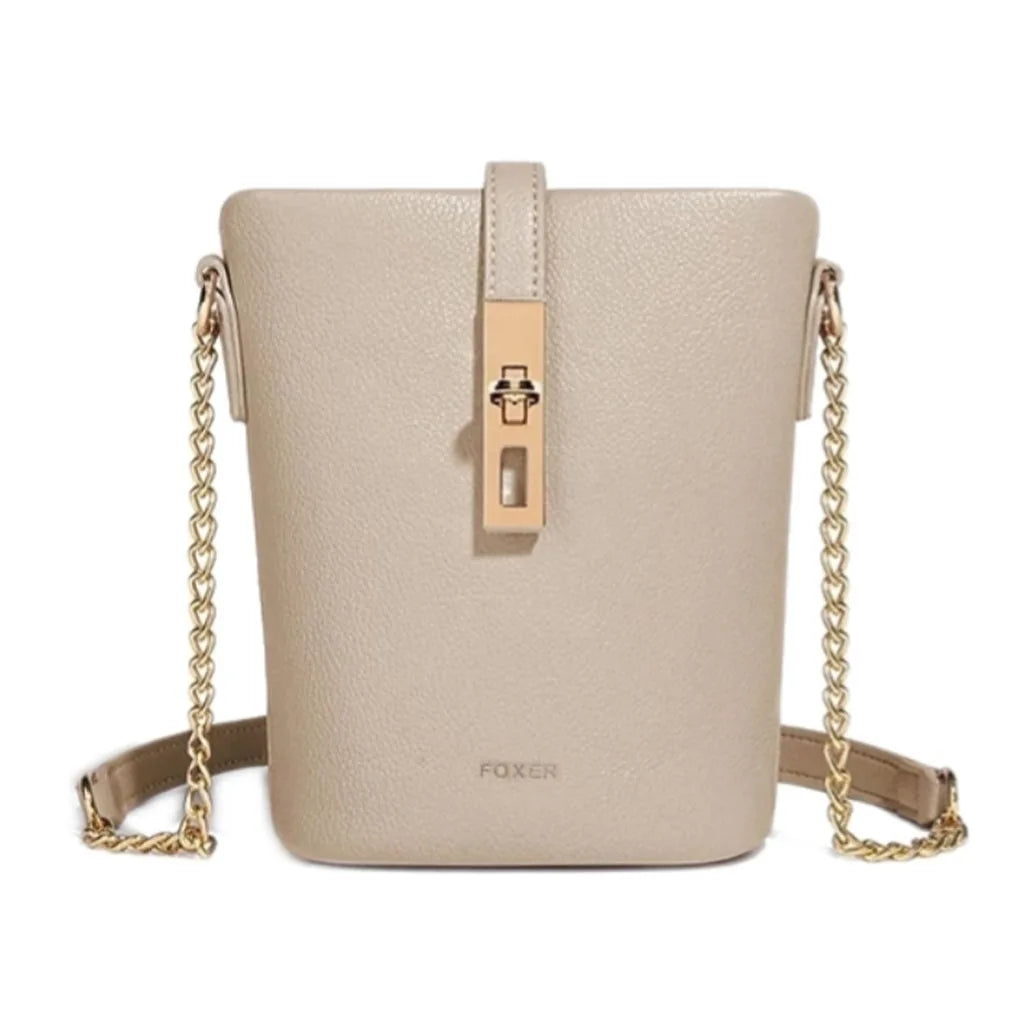 FOXER Chic Women's Shoulder Bag PU Leather Fashion Phone Bag Simple Lightweight Girl Travel Bag Small Crossbody Bag Purse
