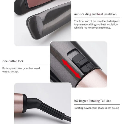 2026 New Hair Straightener Curler 2 in 1 Negative Ion Fast Heating Styling Iron Professional Flat Iron Curling Tool Home Travel