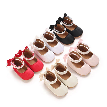 Infant Baby Girls Mary Jane Flats Bow Non-Slip Soft Sole Princess Toddler First Walkers Sneaker Wedding Dress Dancing Shoes