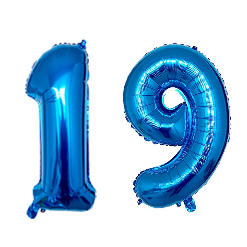 2Pcs 32 Inch Gold Silver Black Blue Red Helium Foil Number Balloon 16 17 18 19 20 21 Happy Birthday Party Decoration Supplies