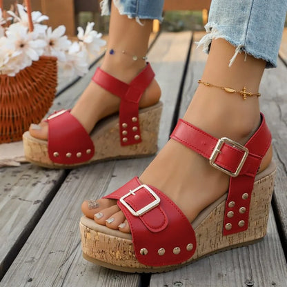 Women Summer Elegant Women Peep Toe Buckle Strap Platform Buckle Strap Non-slip High Heel Sandals Plus Size 36-44 Shoes