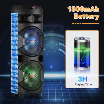 4000w Portable Bluetooth Speaker Dual 6.5" Woofer Sound System Party