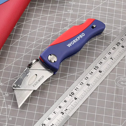 WORKPRO Folding Knife 15 Blades Heavy Duty Stainless Steel Utility Cutter - Electrician Outdoor & General Purpose Hand Tool