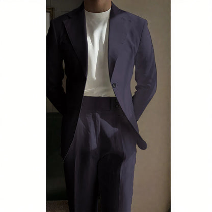 Chic Linen Men Suits 2 Piece Summer Single Breasted Notch Lapel Suit High Quality Wedding Casual Office Party Prom Costume Homme