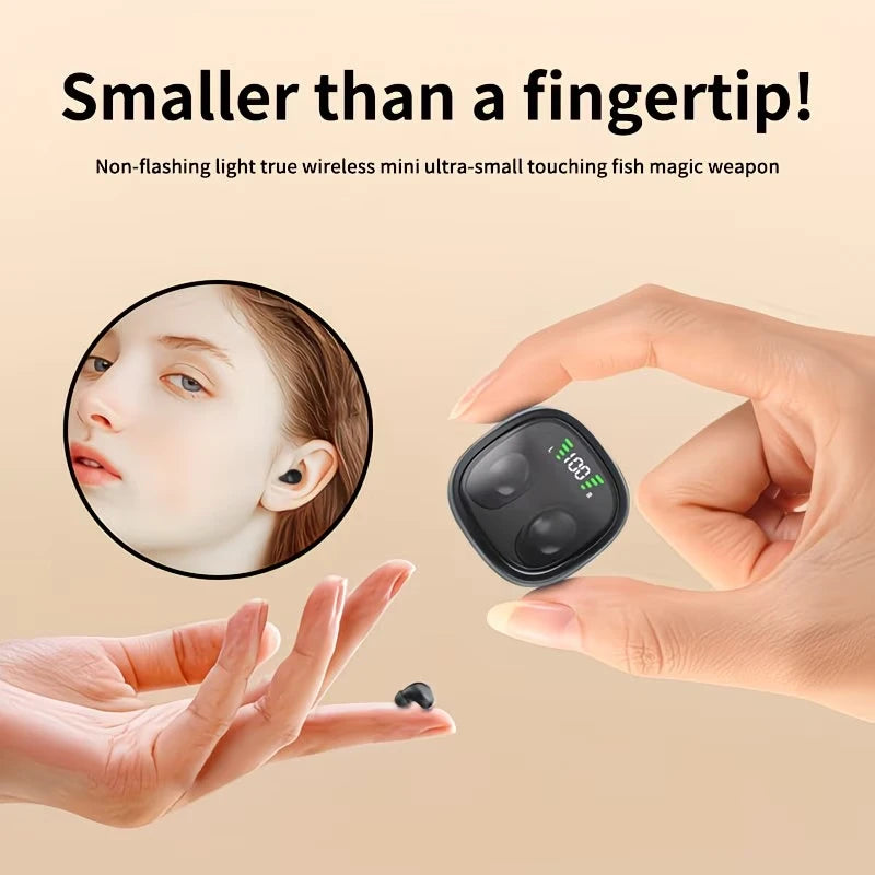 Mini Invisible Sleep Wireless Bluetooth Earbud Small TWS Stereo Sport Game Work In-ear Headphone Long Standby HD Call Earphone