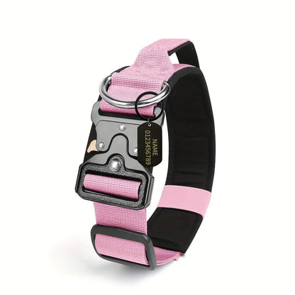 Personalized Tactical Dog Collar Adjustable Military Training Nylon Dog Collar with NamePlate Metal Buckle for Dogs