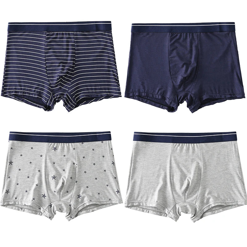 4pcs Men's Boxer Underpants Cotton Homme Panties Men Underwear Shorts Elastic Breathable Fashion Sexy Set Male Boxershorts Soft